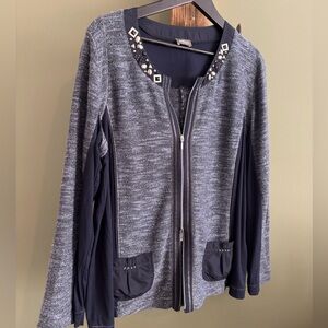 51.) GELCO / Gorgeous Zip Up Cardigan with Embellishments